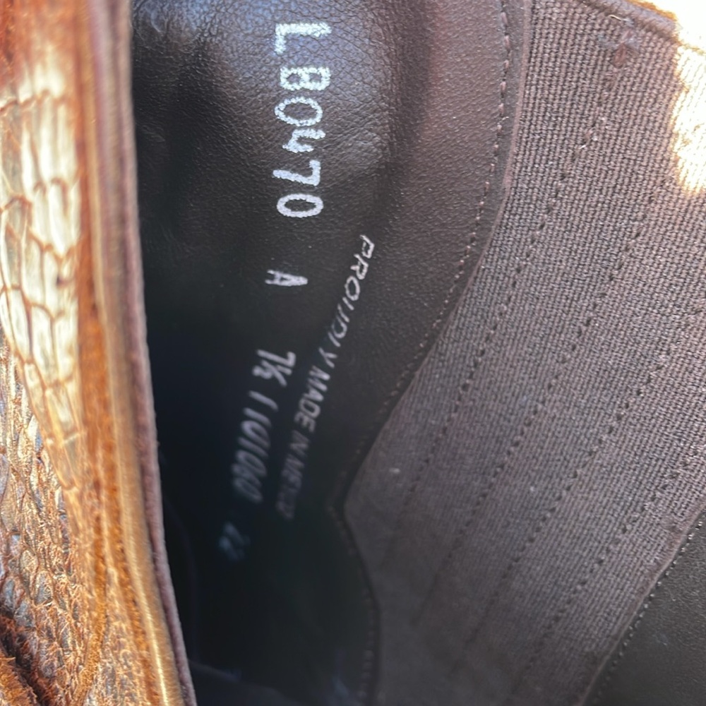 Lane Mattie Sz 7.5 Brown Croc Leather Western Ankle Booties - Picture 11 of 15